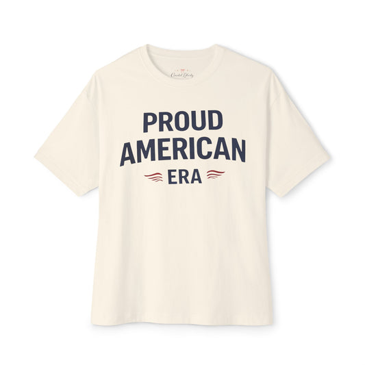 Proud American Tee — Vintage Patriotic Oversized Boxy Shirt